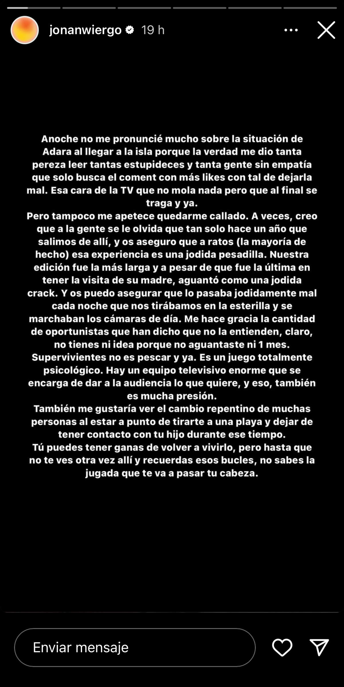 Jonan Wiergo dicta sentencia ante el posible abandono de Adara Molinero ...