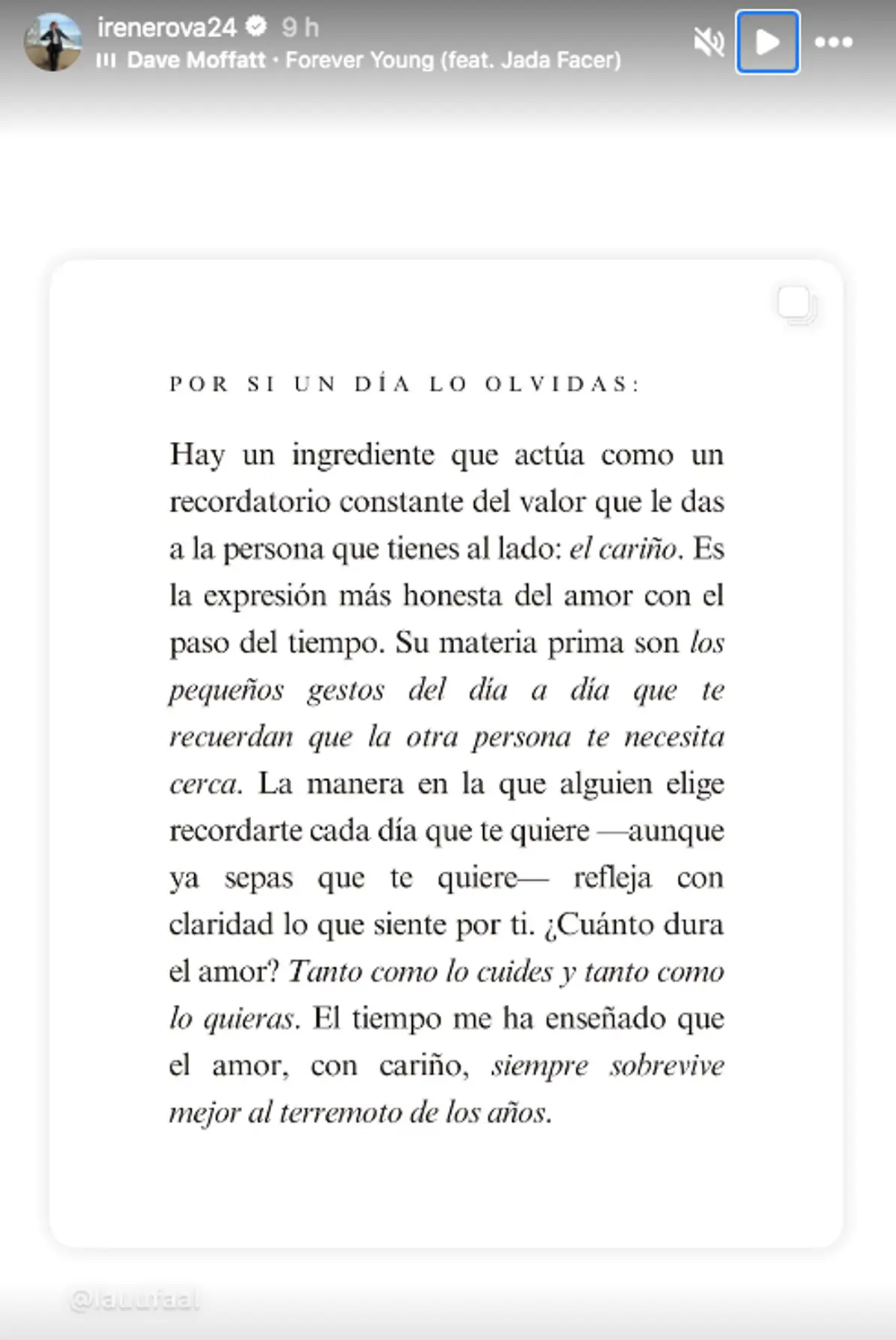 Story de Irene Rosales