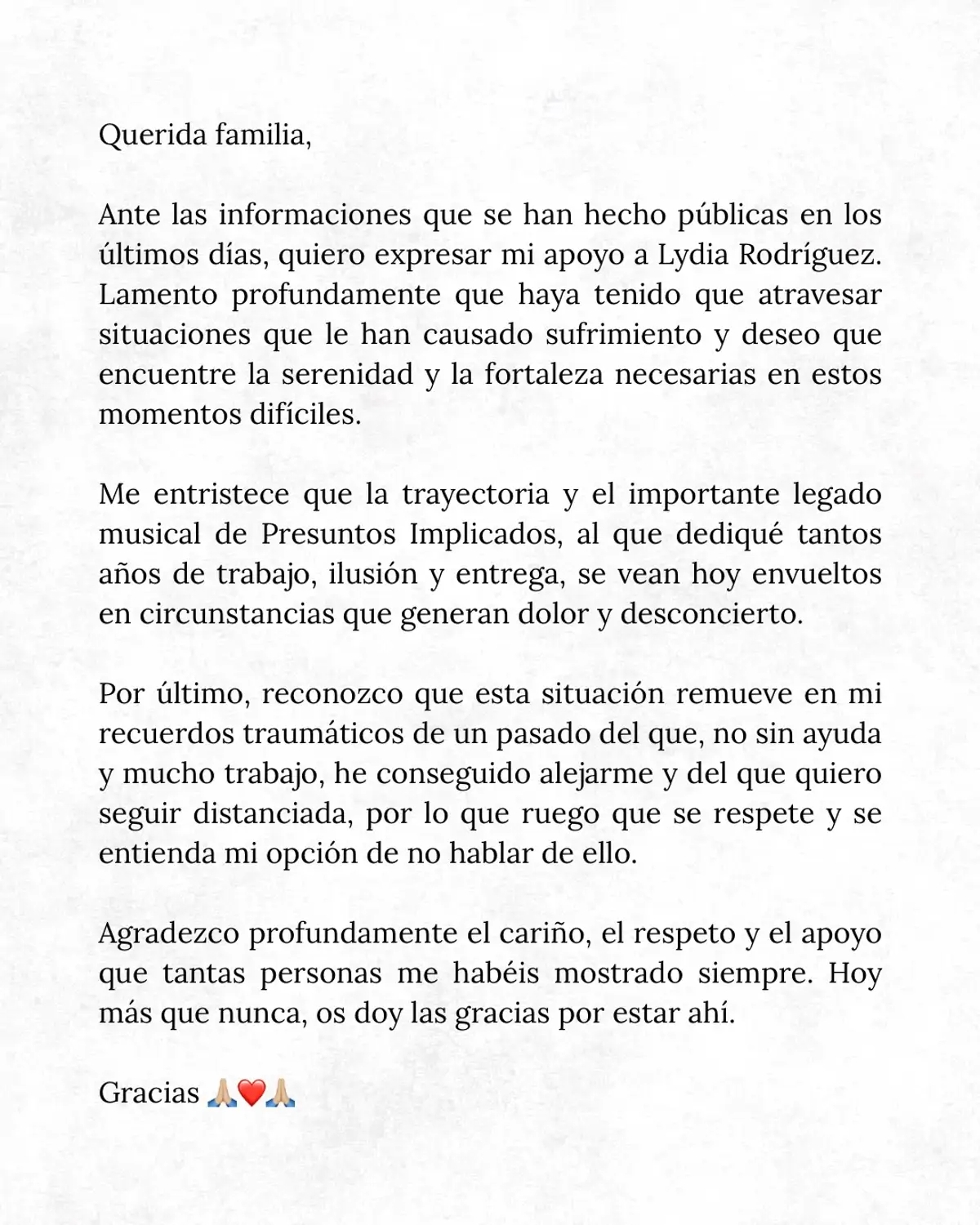 comunicado Sole Giménez