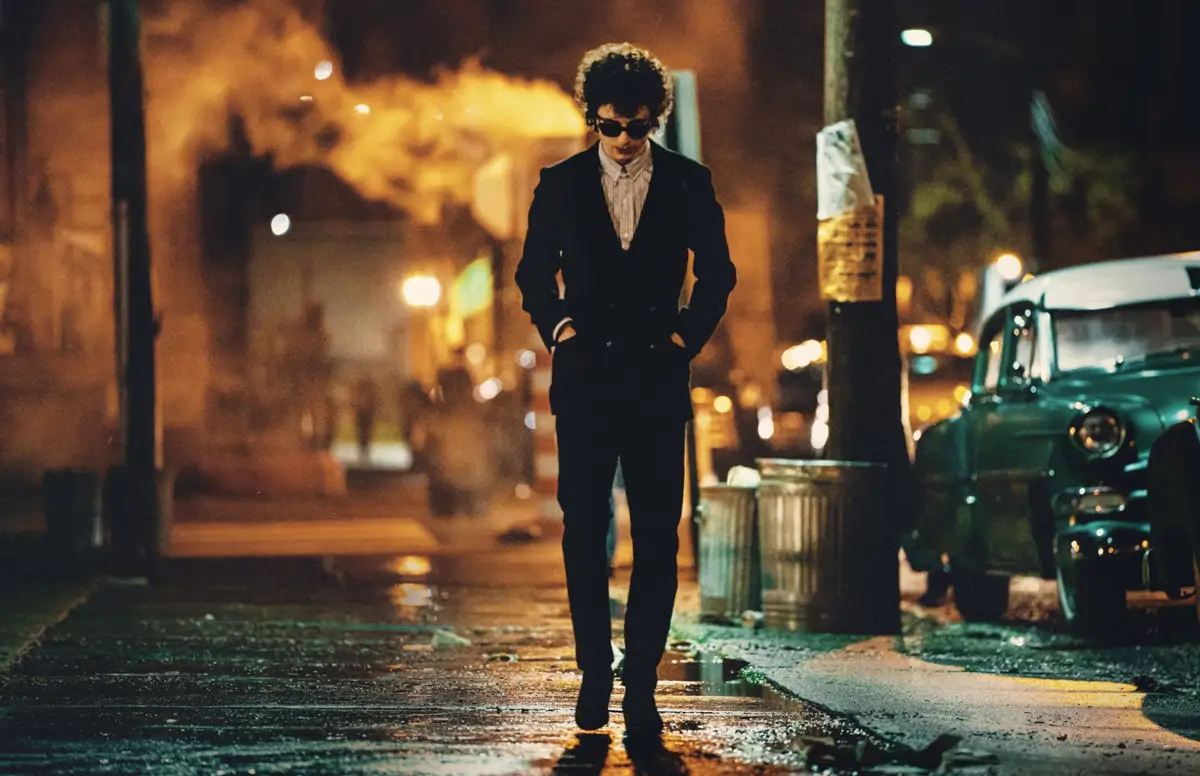 Timothée Chalamet como Bob Dylan